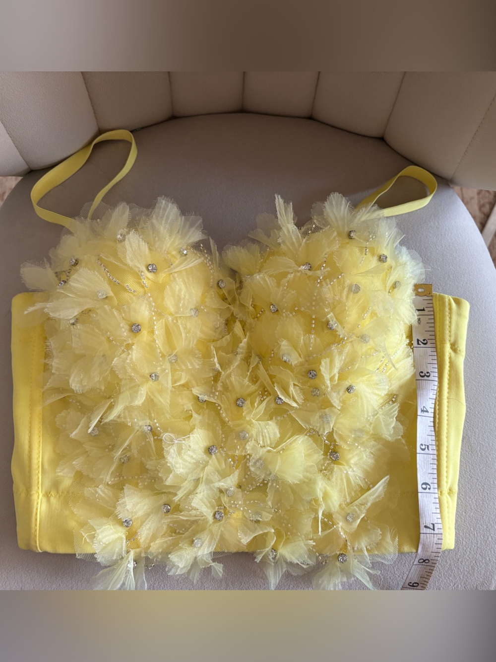 Yellow Floral Embellished Women's Skirt